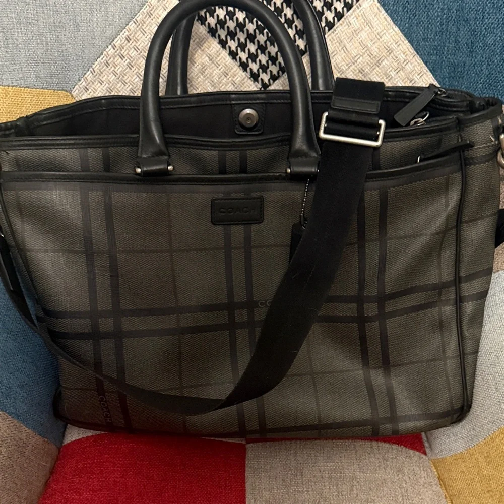Coach Gray Plaid Men's Briefcase
